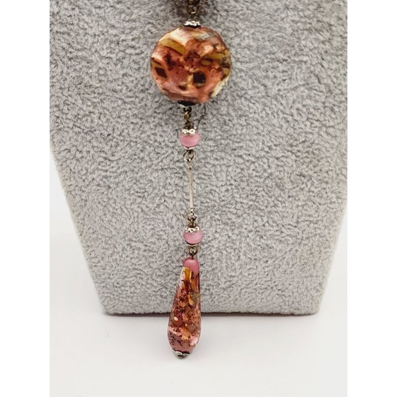 Antique Art Deco Czech Foil Glass Sautoir Necklace (A476) - Picture 2 of 6